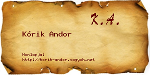 Kórik Andor névjegykártya