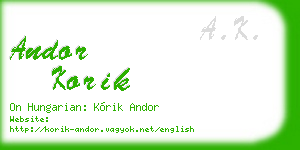 andor korik business card